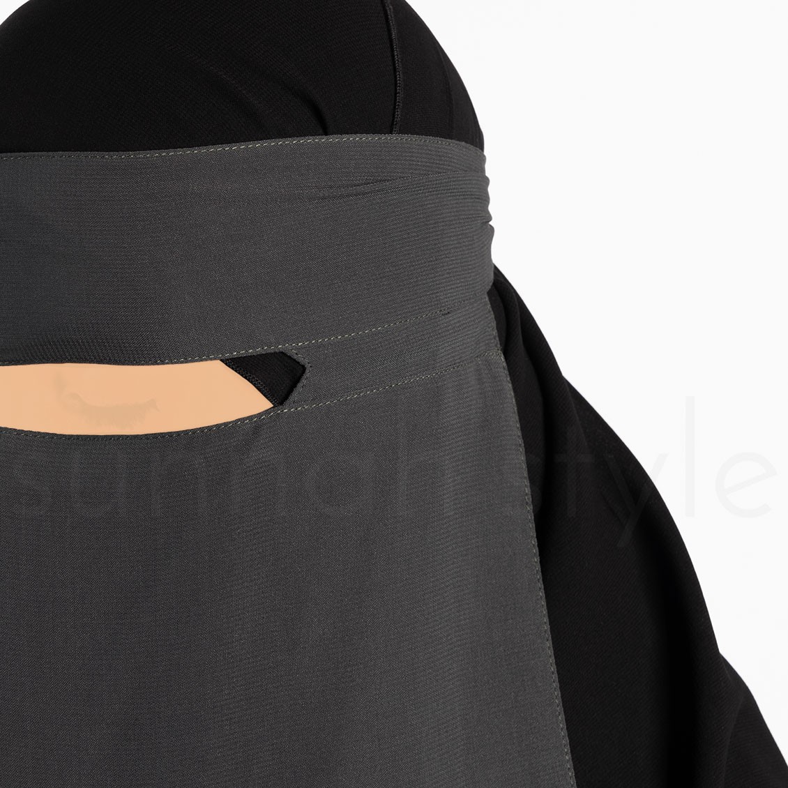 Sunnah Style No-Pinch One Layer Niqab Dark Grey